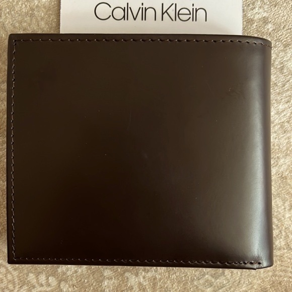 Brand New Calvin Klein Genuine Leather Brown Bifold Men’s Wallet RFID Protection - Picture 4 of 15
